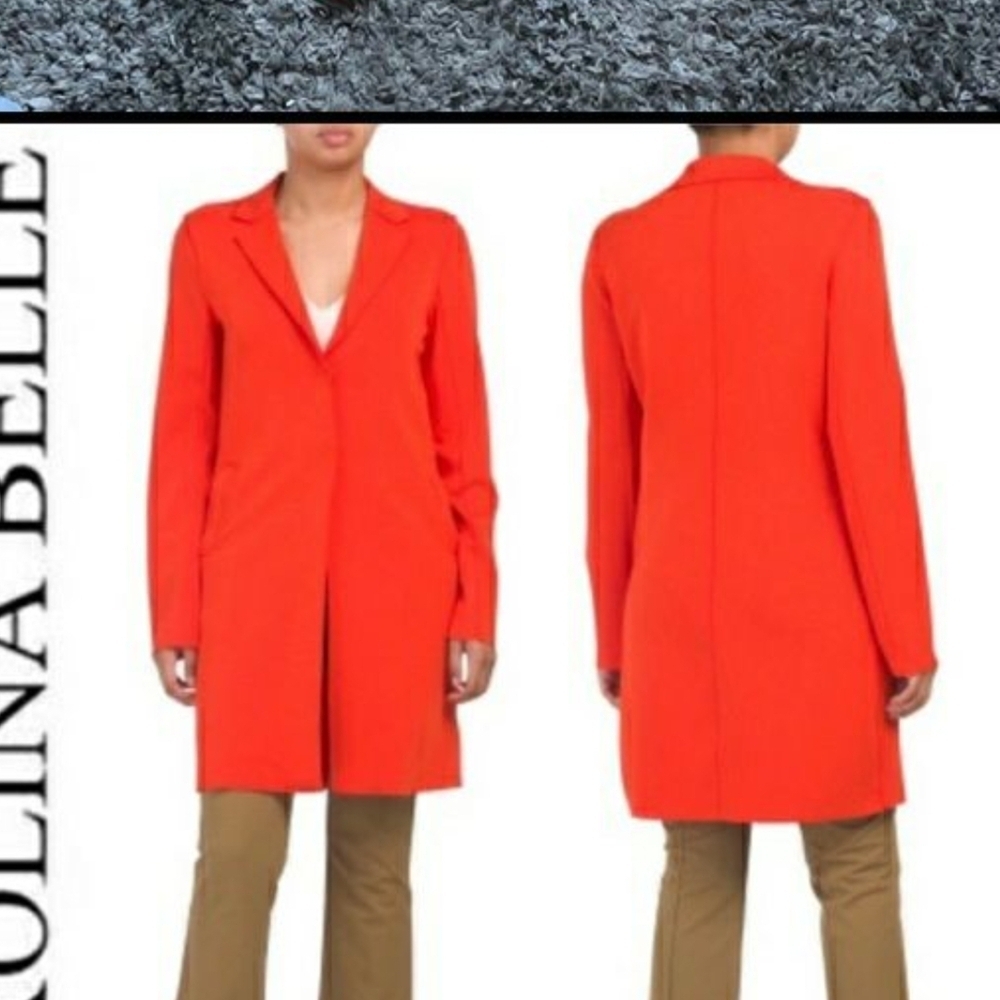 Carolina Belle Orange Blazer with Notched Lapel